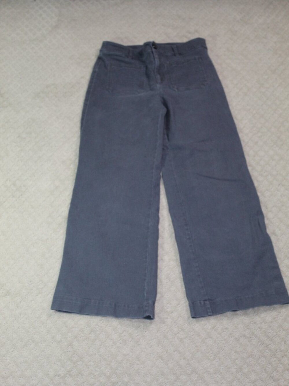 Loft Size 4 Bluish Grey Twill Mid Rise Flat Pocket Wide Leg Pants